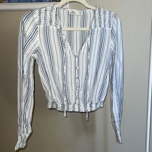 Hollister Blouse / Light Blue and White